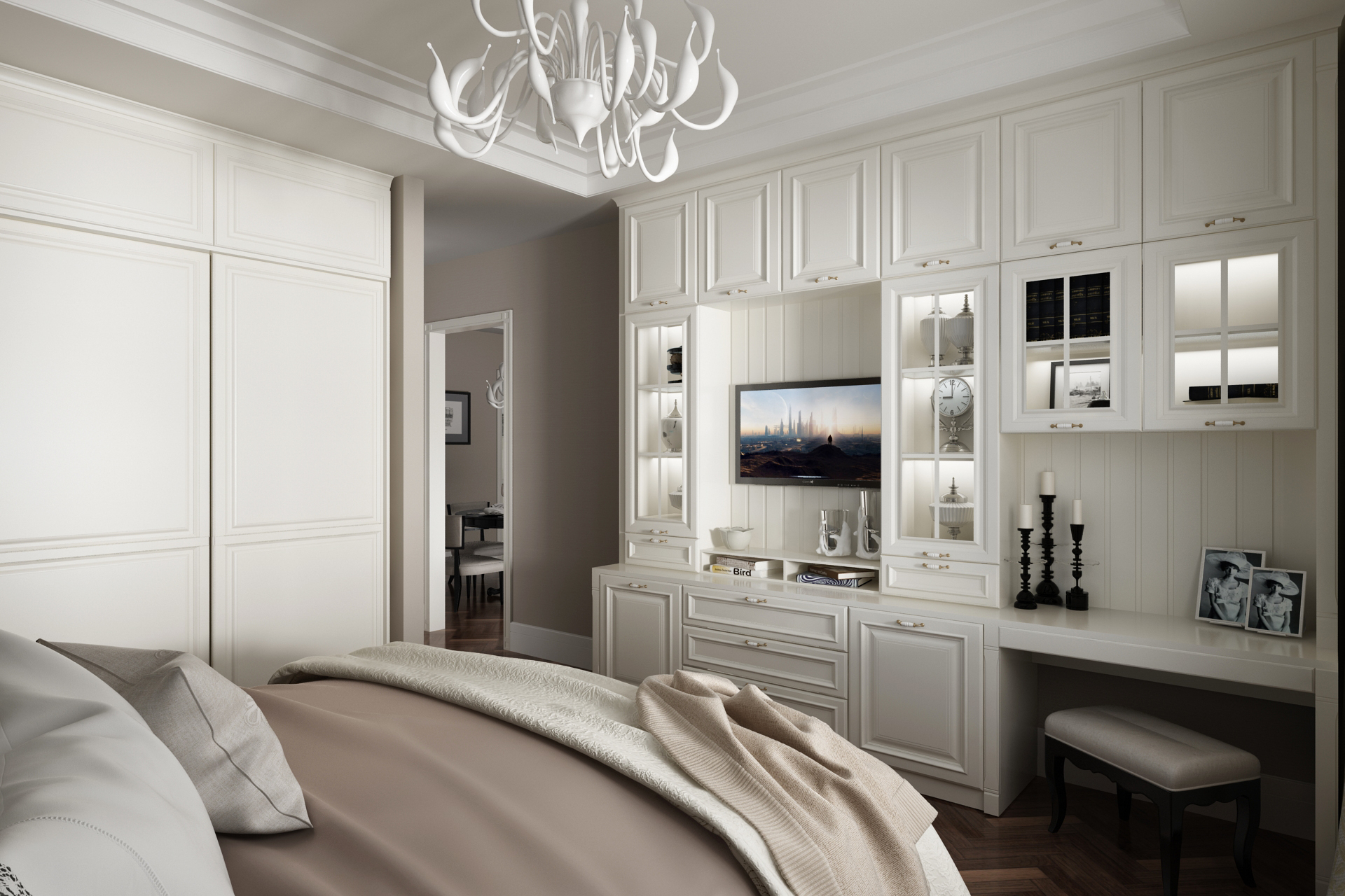 全鋁衣柜-01（風格：簡歐；顏色：暖白）