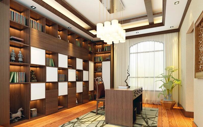 全鋁書柜-02（風格：中式；顏色：胡桃木暖白）