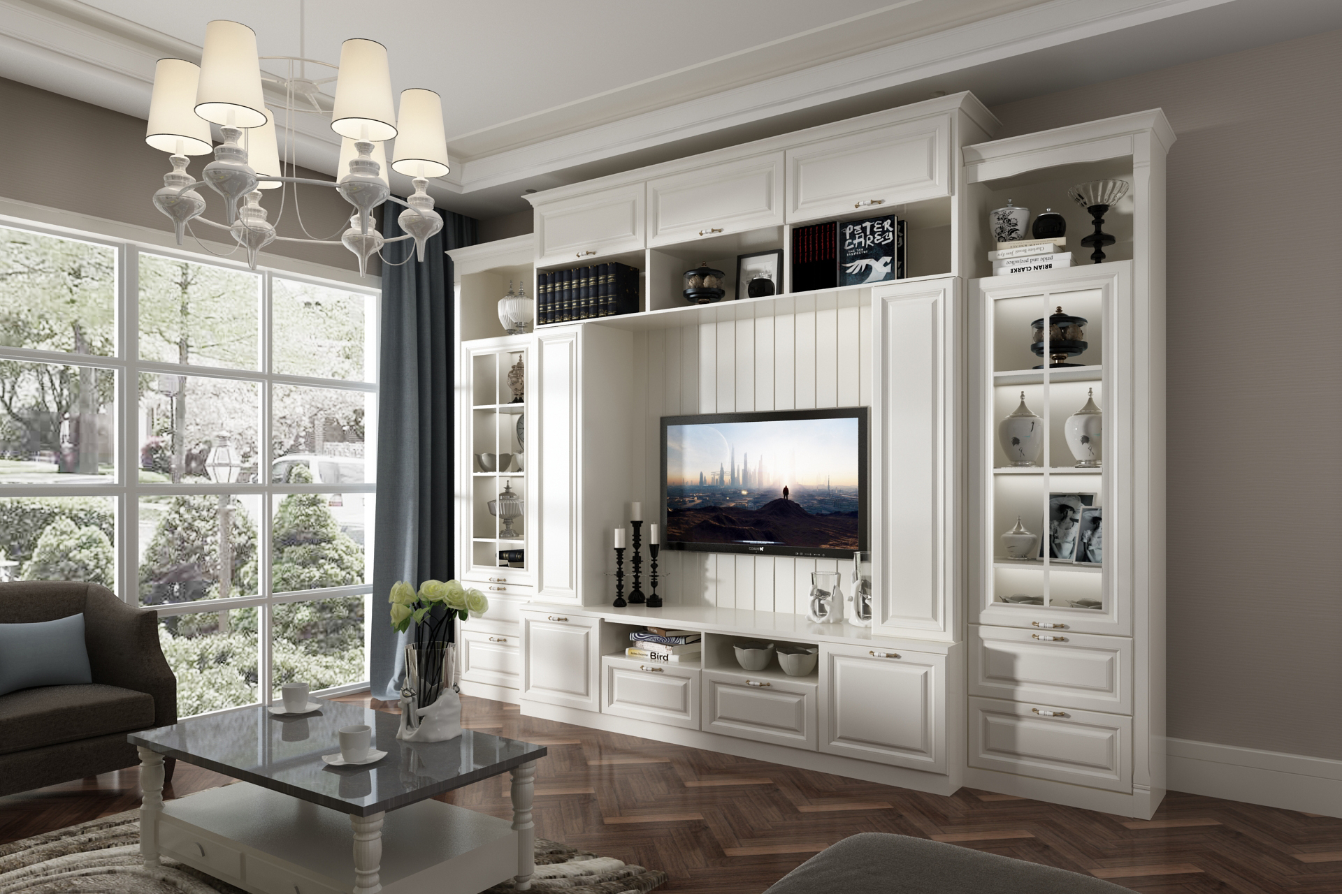 全鋁電視柜-02（風格：簡歐；顏色：黃橡）