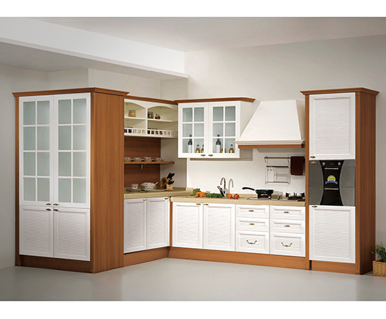 全鋁櫥柜-02（風格：簡歐；顏色：白橡黃花梨）