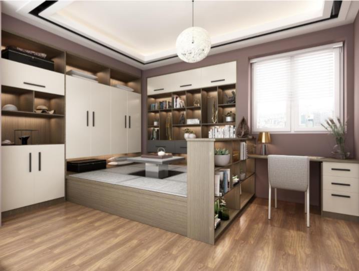 全鋁榻榻米-02（風格：現代；顏色：暖白胡桃）