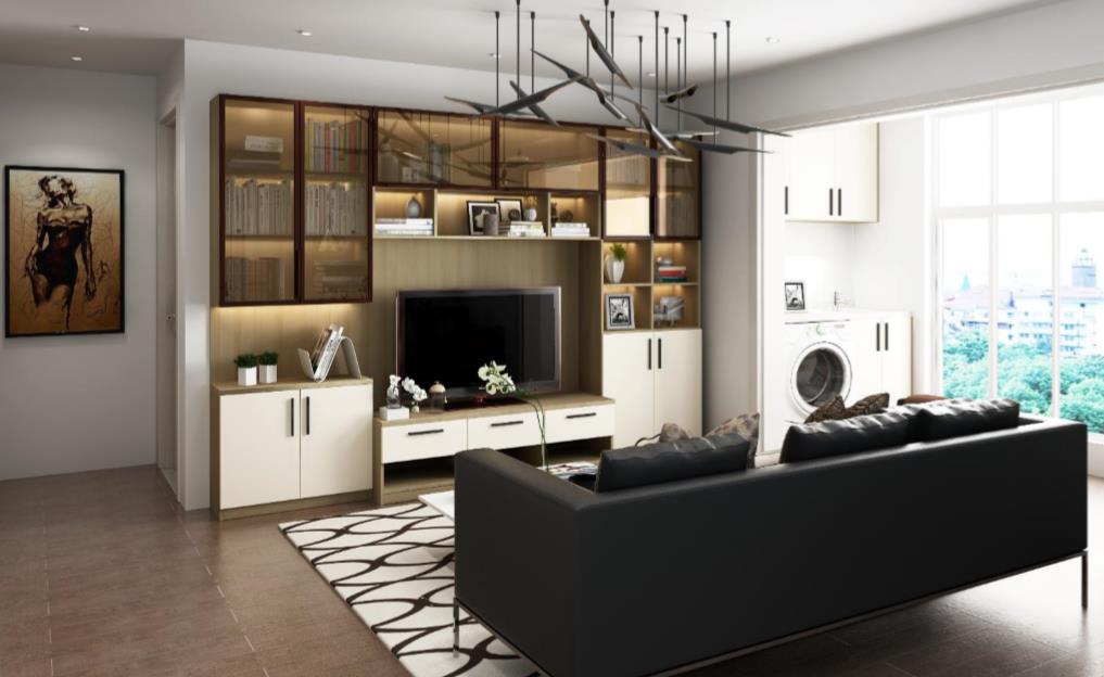 全鋁電視柜-03（風格：現代；顏色：橡木暖白）